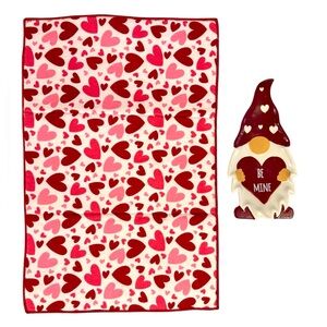 Valentine kitchen set reversible heart drying mat & be mine gnome spoon rest
